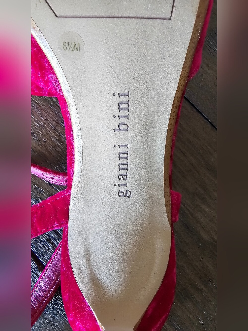 Gianni Bini Hot Pink Velvet Pointed Slingback Heels Shoes Women's Size 8.5 - Picture 6 of 7